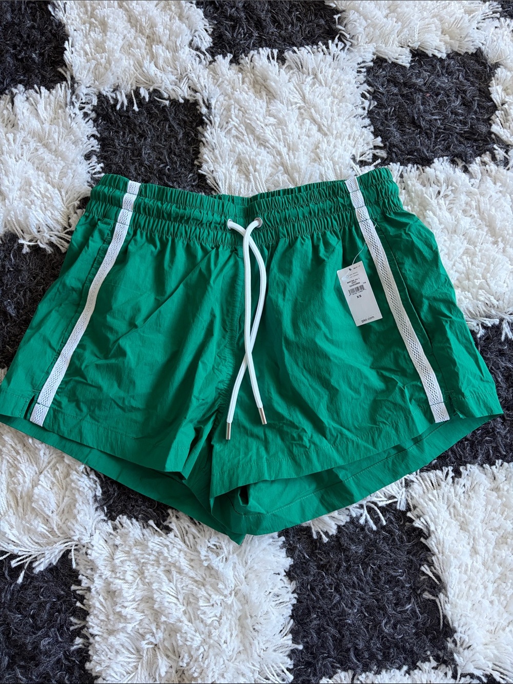 GAP Green Athletic Track Shorts with White Stripe for women